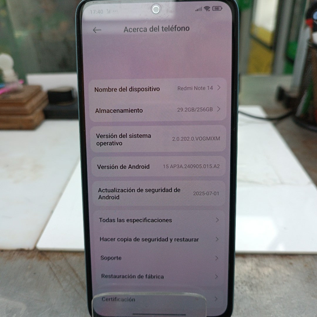 CELULAR XIAOMI REDMI NOTE 14 24117RN76L (2025) 256 GB 8 GB RAM (SEMINUEVO)