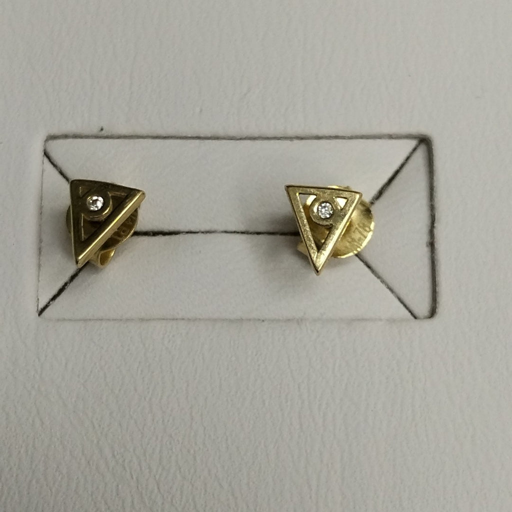 10029BRO00000B1395 FRD11 BROQUEL DE TRIANGULO CON UNA CIRCONIA ORO 14K 0.7GRS (NUEVO)