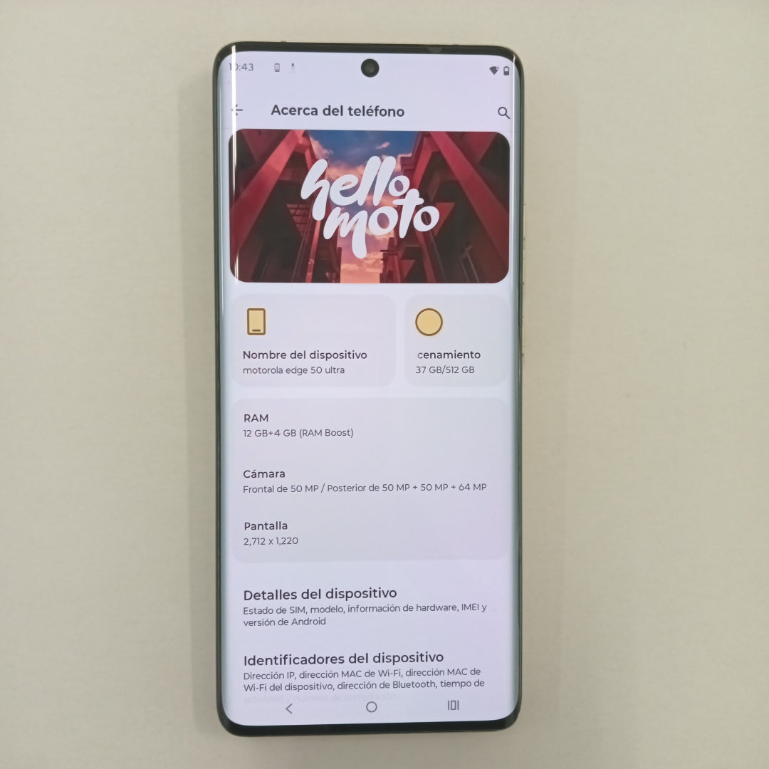 CELULAR MOTOROLA EDGE 50 ULTRA XT2401-1 (2024) 512 GB 12 GB RAM (SEMINUEVO)