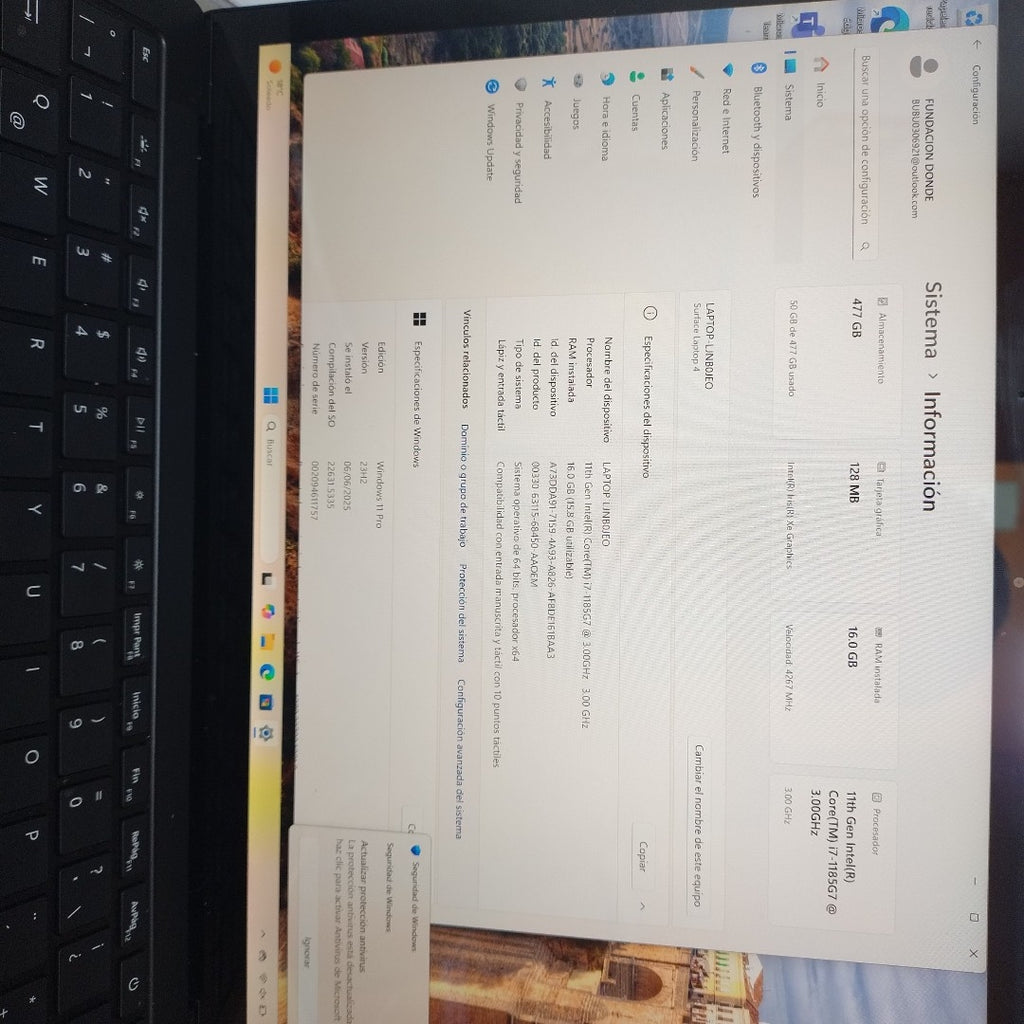 LAPTOP MICROSOFT SURFACE LAPTOP 5 1951 (2022) 512 GB SSD 8 GB RAM (SEMINUEVO)