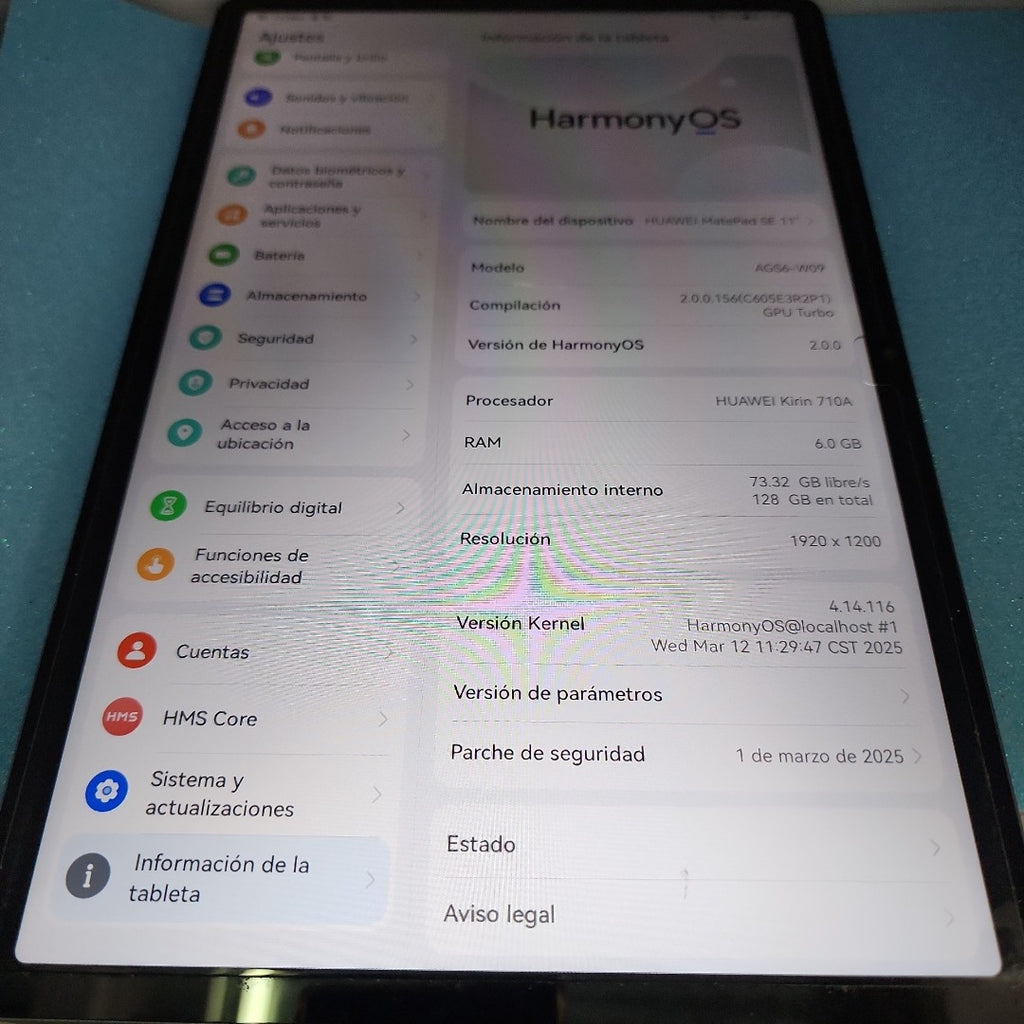 TABLETA HUAWEI MATEPAD SE 11" AGS6-W09 128 GB 6 GB RAM (SEMINUEVO)