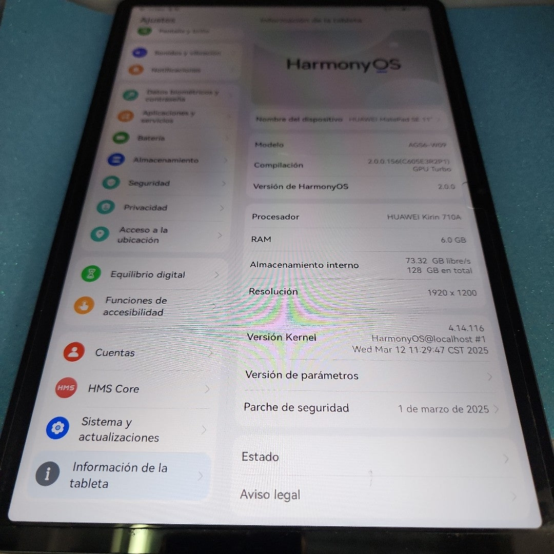 TABLETA HUAWEI MATEPAD SE 11" AGS6-W09 128 GB 6 GB RAM (SEMINUEVO)