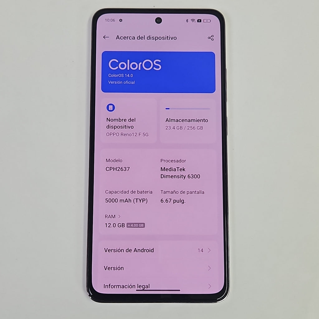 CELULAR OPPO  RENO 12F 5G CPH2637 256 GB 12 GB RAM (SEMINUEVO)