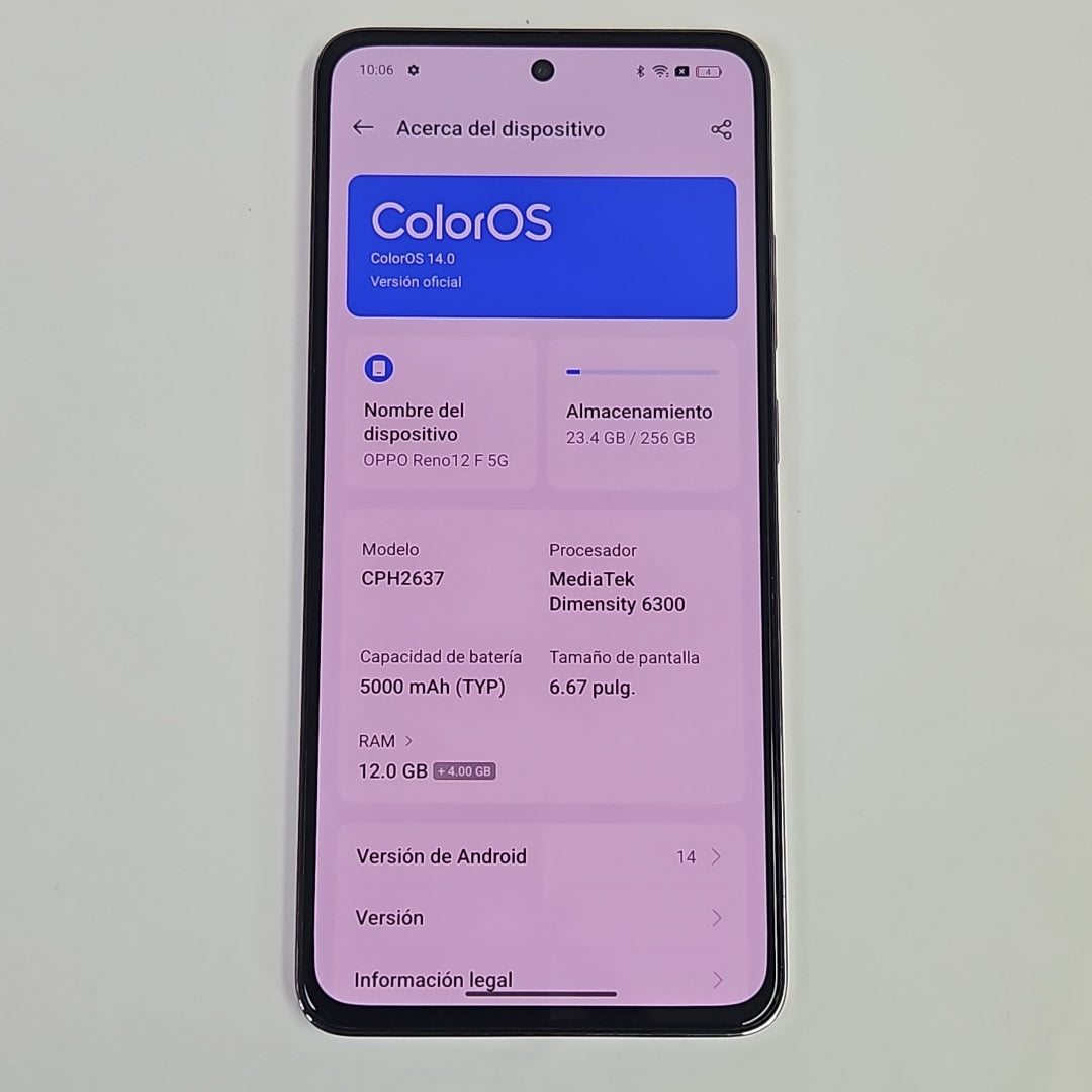 CELULAR OPPO  RENO 12F 5G CPH2637 256 GB 12 GB RAM (SEMINUEVO)