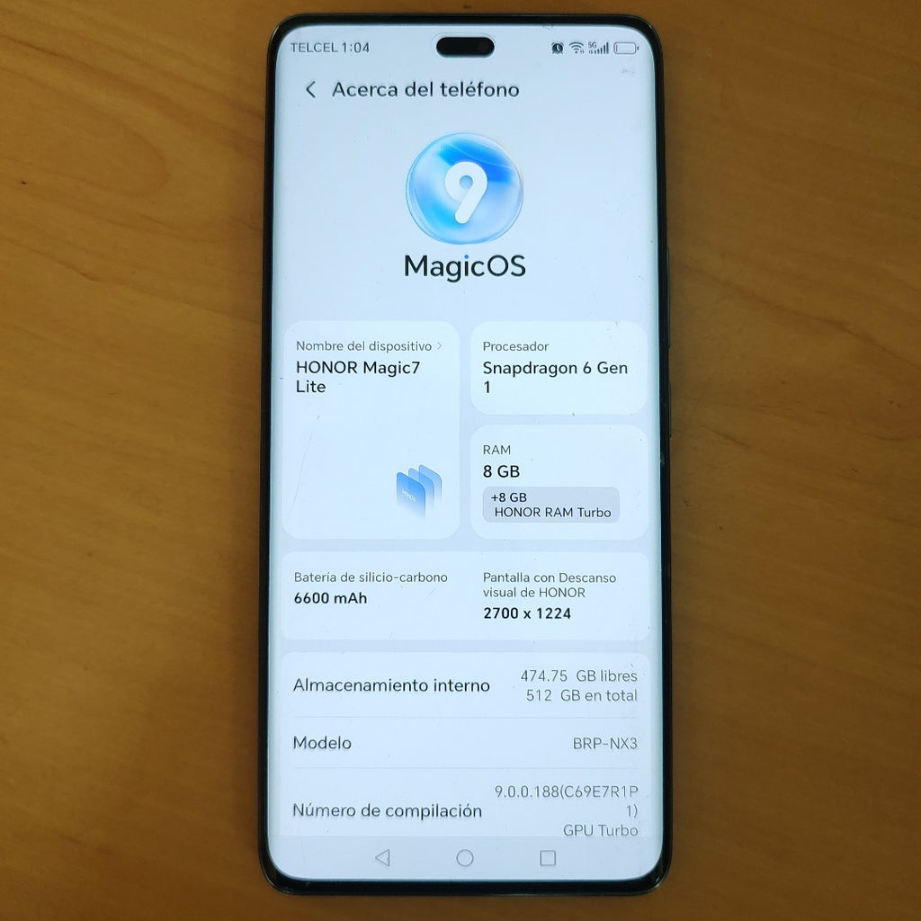 CELULAR HONOR MAGIC 7 LITE BRP-NX3 (2025) 512 GB 8 GB RAM (SEMINUEVO)