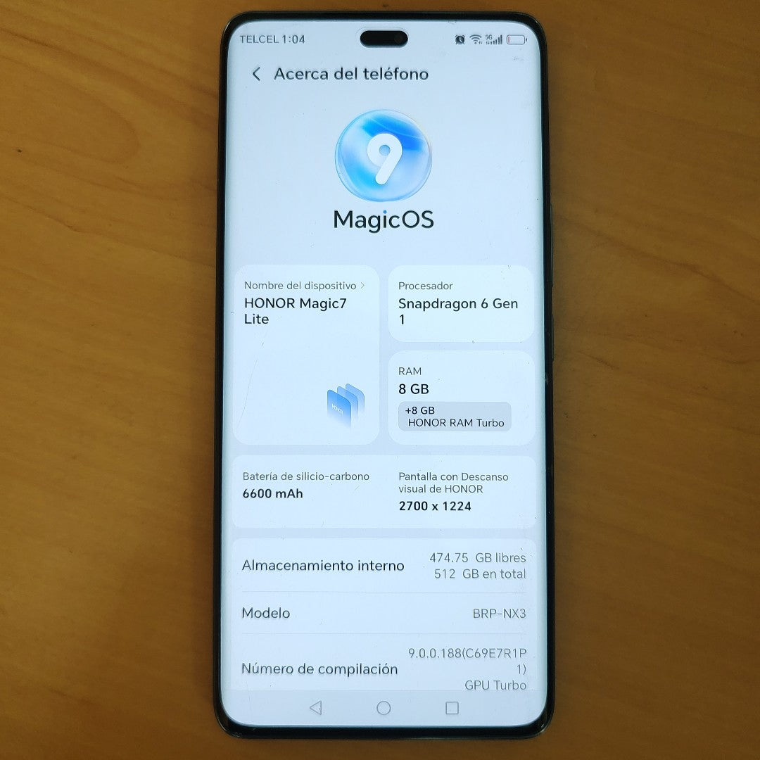 CELULAR HONOR MAGIC 7 LITE BRP-NX3 (2025) 512 GB 8 GB RAM (SEMINUEVO)
