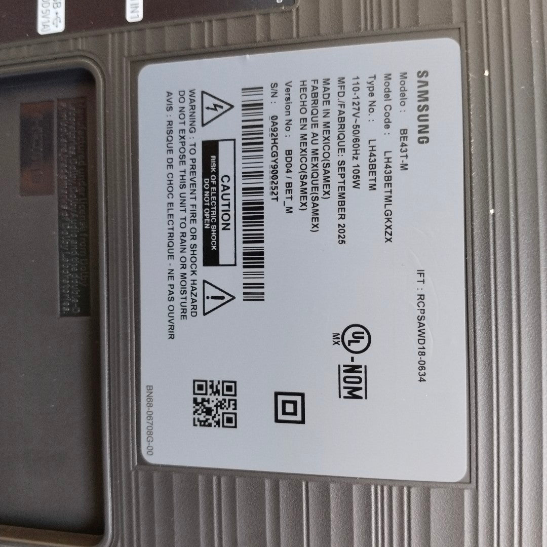 PANTALLA SAMSUNG BE43T-M (2025) 43" LED HD (SEMINUEVO)