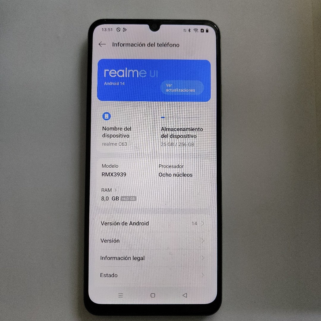 CELULAR REALME C63 RMX3939 (2024) 256 GB 8 GB RAM (SEMINUEVO)