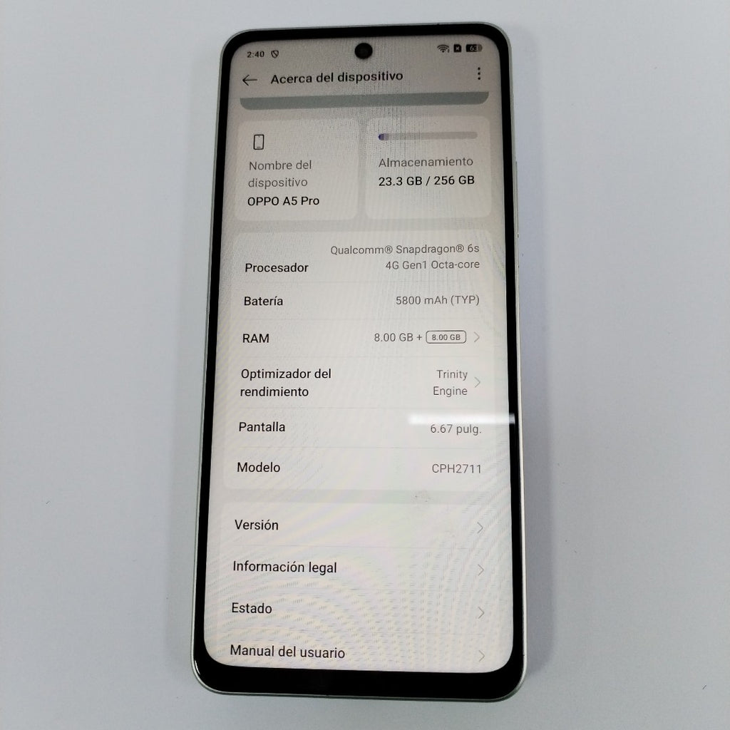 CELULAR OPPO  A5 PRO CPH2711 (2025) 256 GB 8 GB RAM (SEMINUEVO)