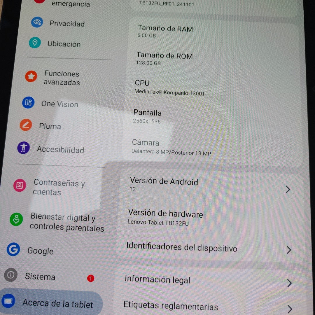 TABLETA LENOVO TAB P11 2 GEN TB350FU (2023) 128 GB 4 GB RAM (SEMINUEVO)