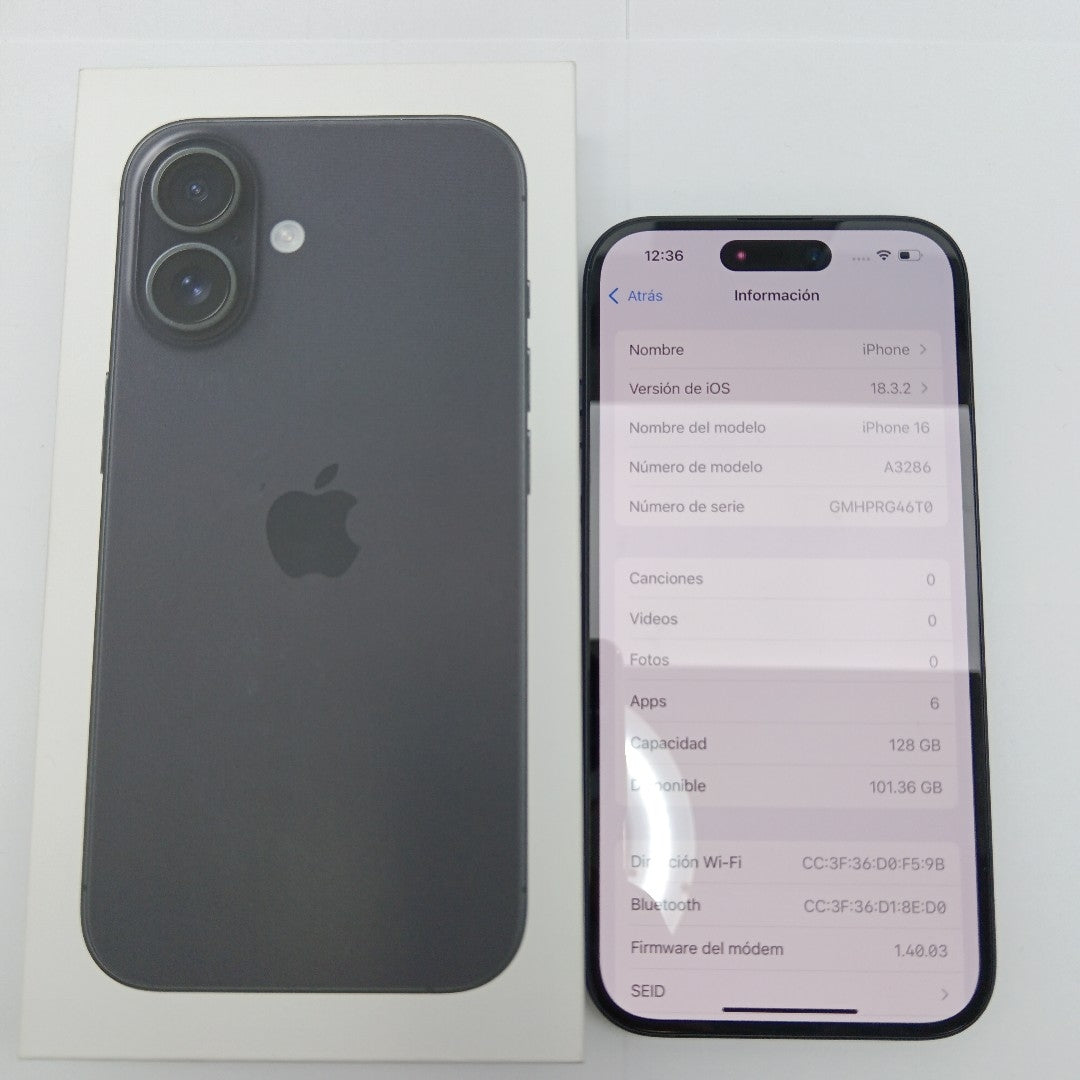 CELULAR APPLE IPHONE 16 A3286 (2024) 128 GB 8 GB RAM (SEMINUEVO)