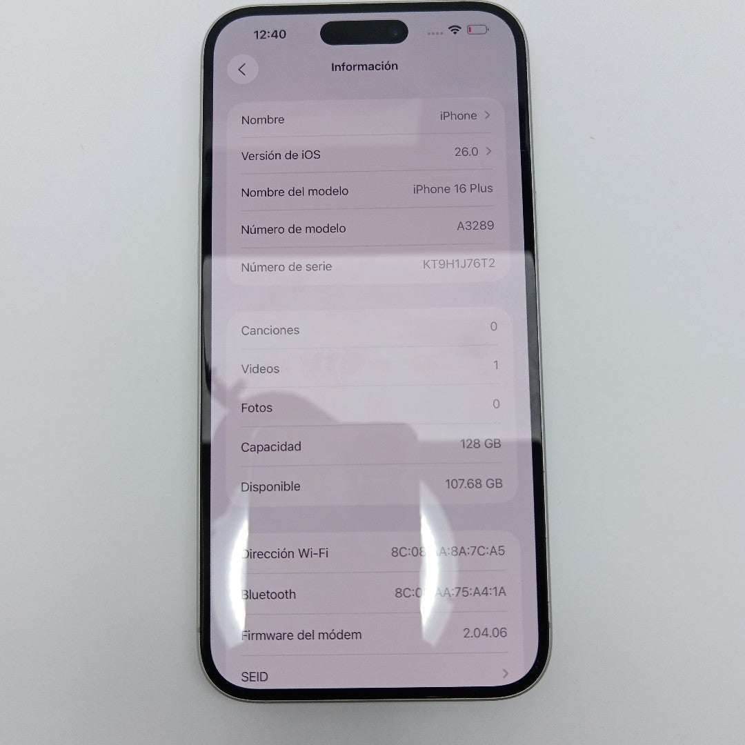CELULAR APPLE IPHONE 16 PLUS A3289 (2024) 128 GB 8 GB RAM (SEMINUEVO)