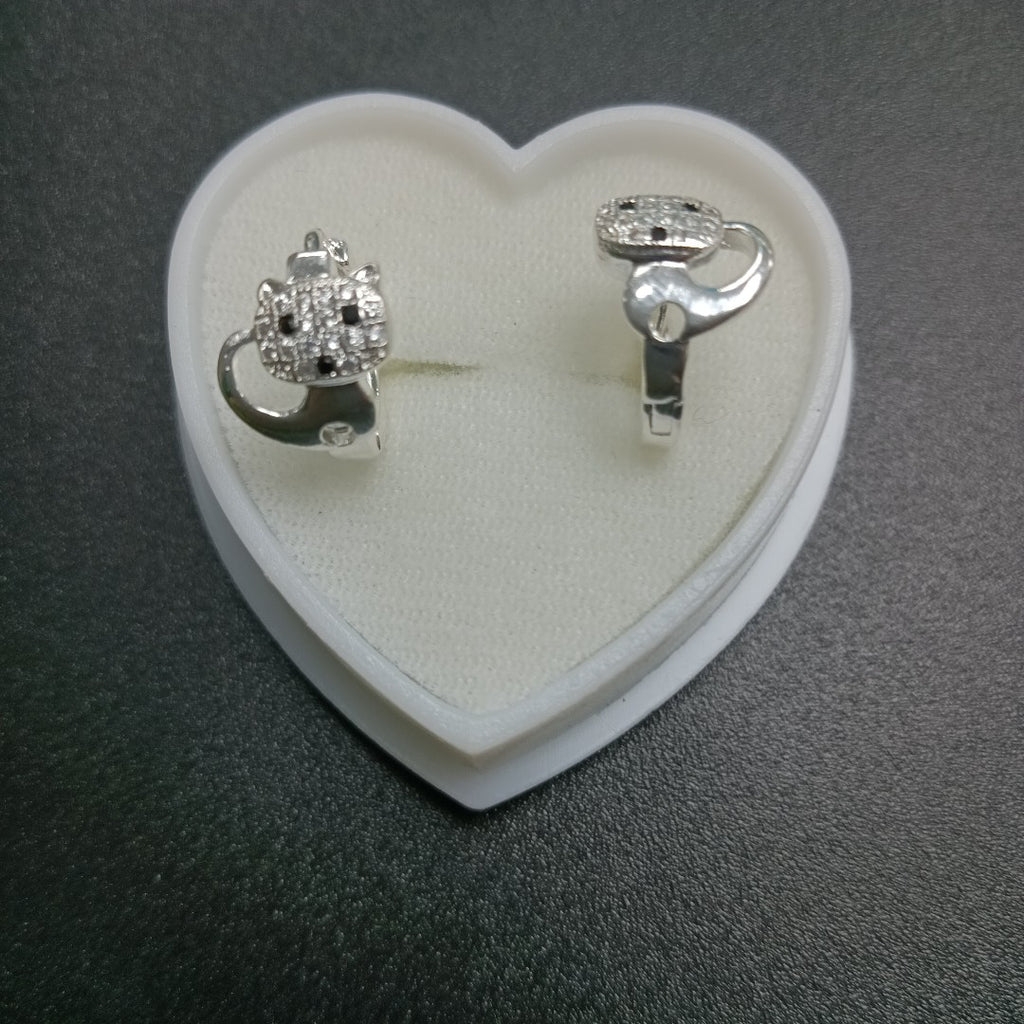 ARRACADAS HUGGIE MOTIVO GATO PLATA .925 2.9G (NUEVO)