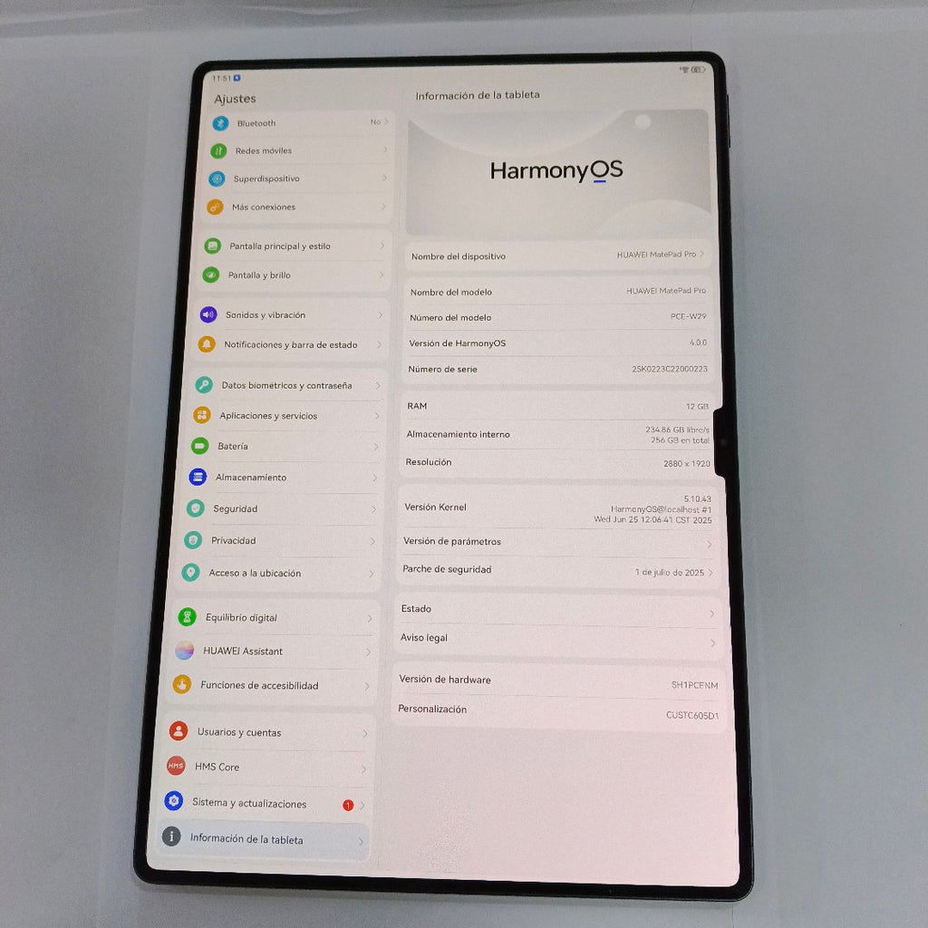 TABLETA HUAWEI MATEPAD PRO 13.2"  PCE-W29 (2023) 256 GB 12 GB RAM (SEMINUEVO)