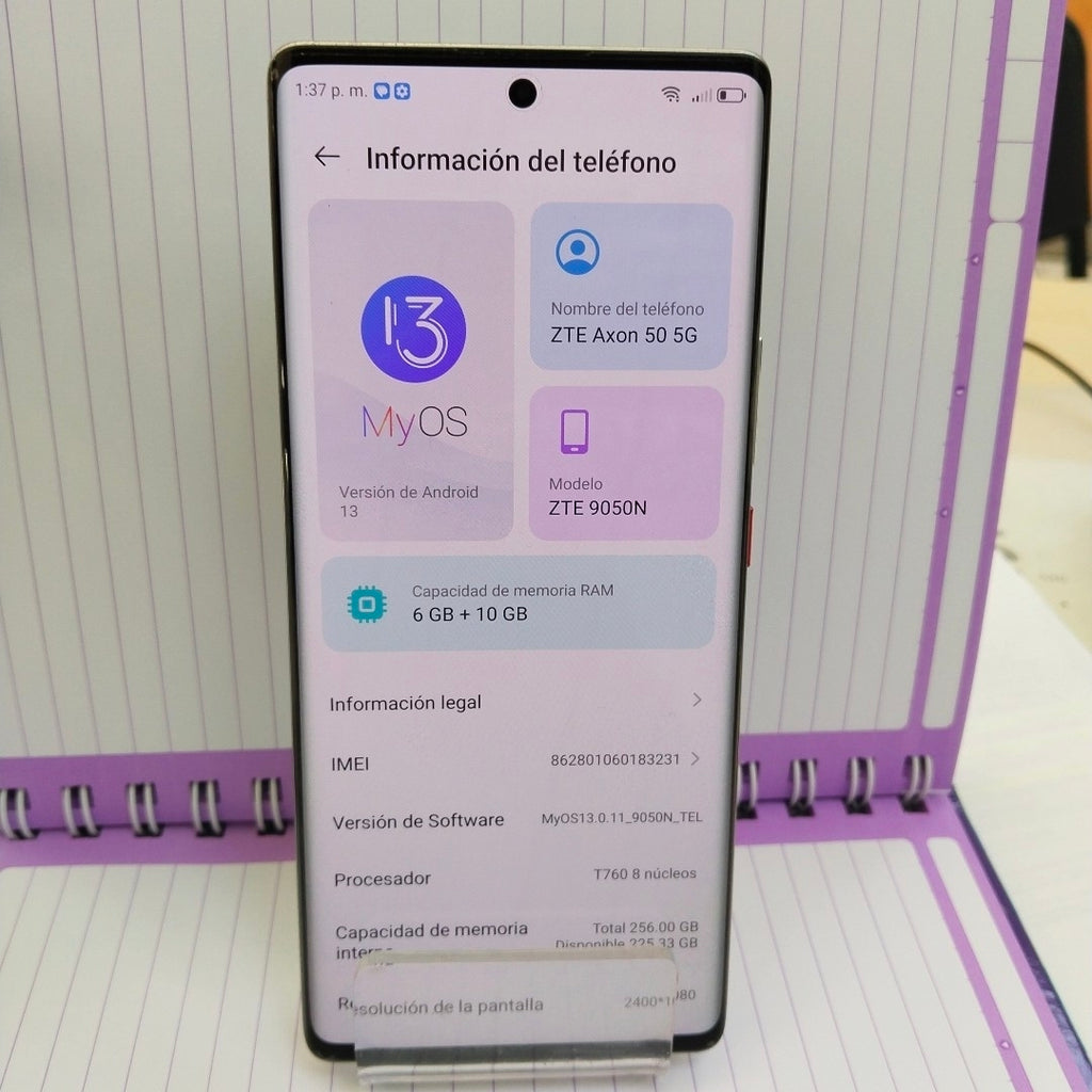 CELULAR ZTE AXON 50 5G 9050N 256 GB 6 GB RAM
