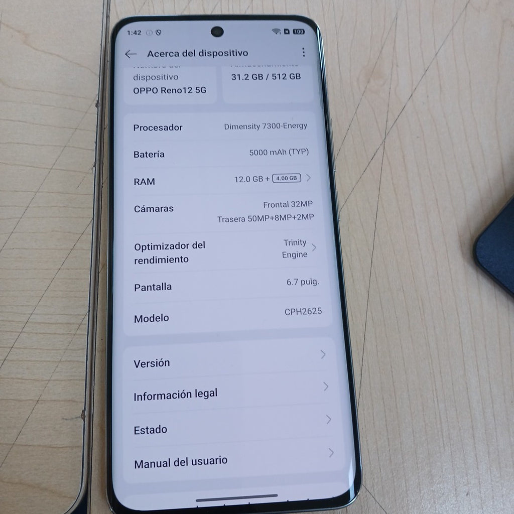 CELULAR OPPO   RENO12 5G CPH2625 (2024) 512 GB 12 GB RAM (SEMINUEVO)