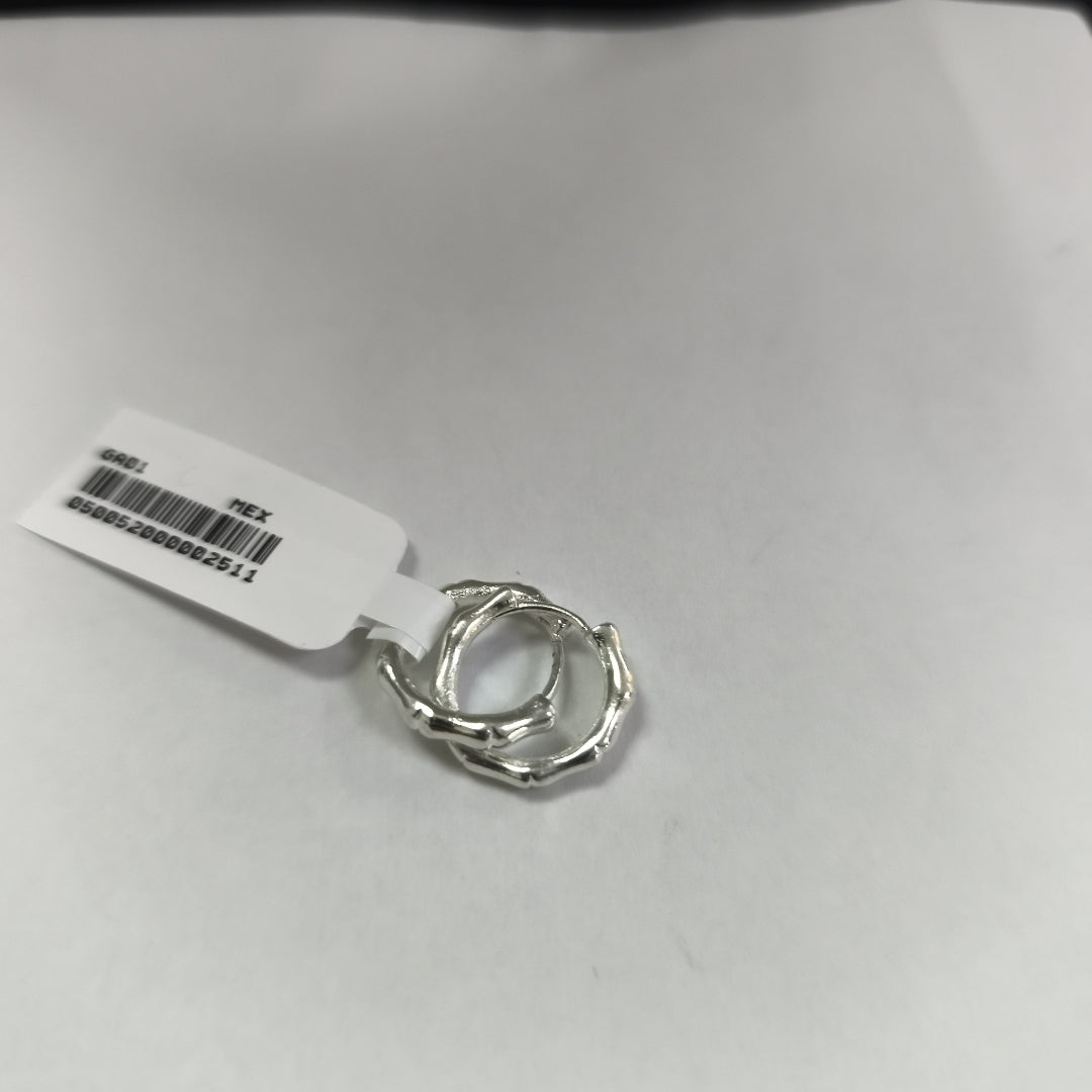 ARRACADAS HUGGIE MOTIVO BAMBU PLATA .925 3.1G (NUEVO)