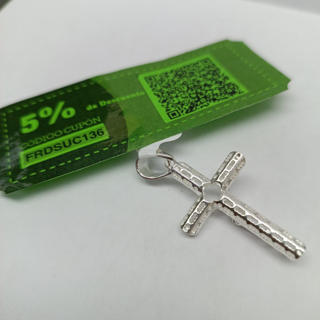 DIJE CRUZ CON CRISTO TUBULAR PLATA .925 4.1G (NUEVO)