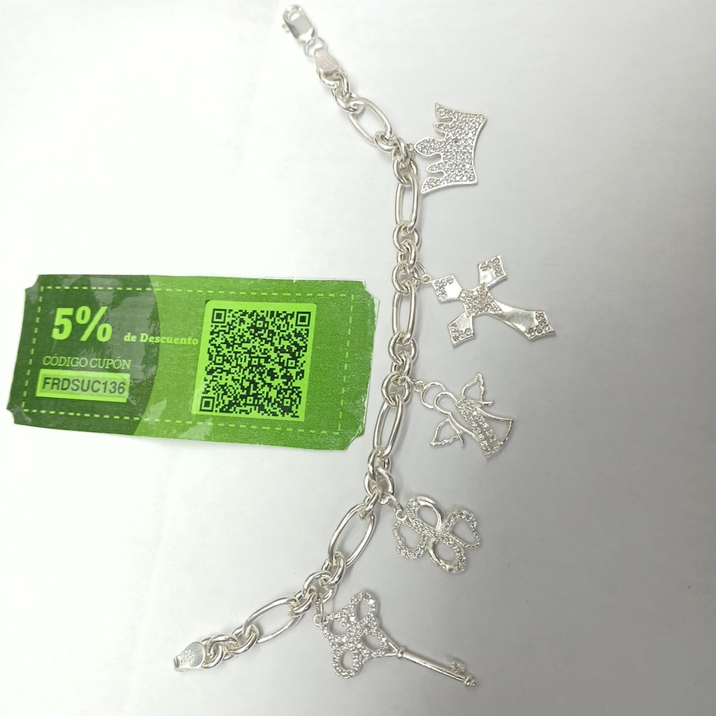 PULSERA ESPECIAL CON DIJES PLATA .925 11.8G (NUEVO)