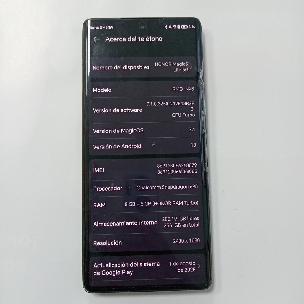 CELULAR HONOR MAGIC 5 LITE RMO-NX3 256 GB 8 GB RAM (SEMINUEVO)