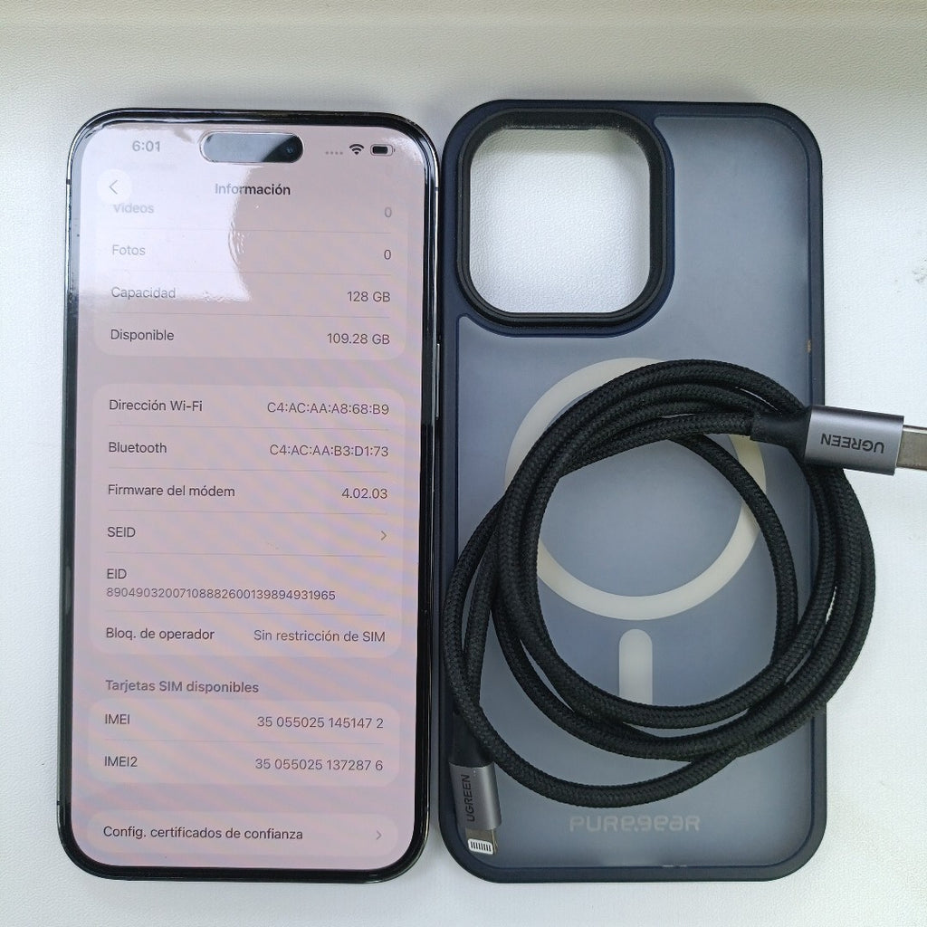 CELULAR APPLE IPHONE 14 PRO MAX A2893 128 GB 6 GB RAM (SEMINUEVO)