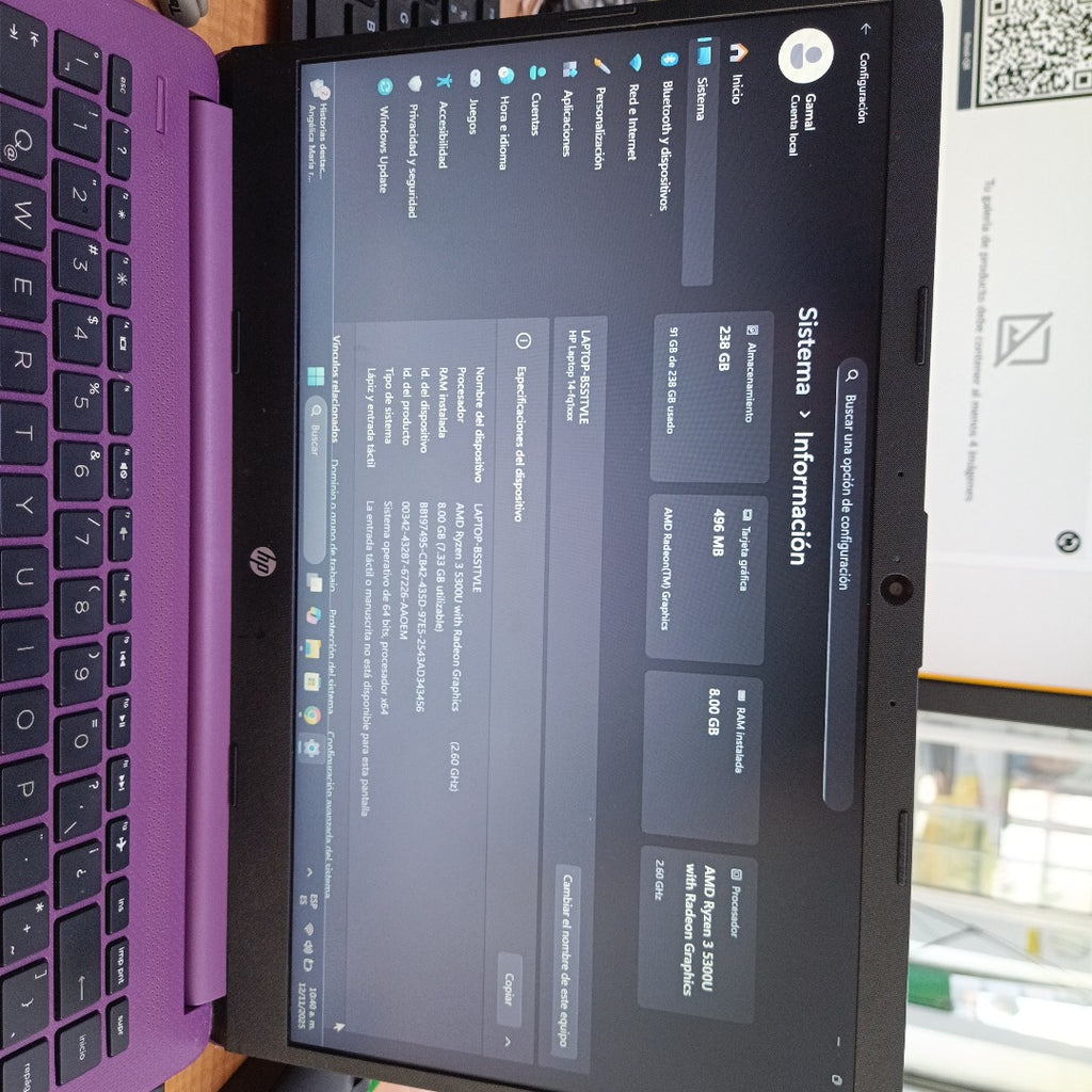 LAPTOP HP 14-FQ1005LA (2022) 256 GB SSD 8 GB RAM (SEMINUEVO)