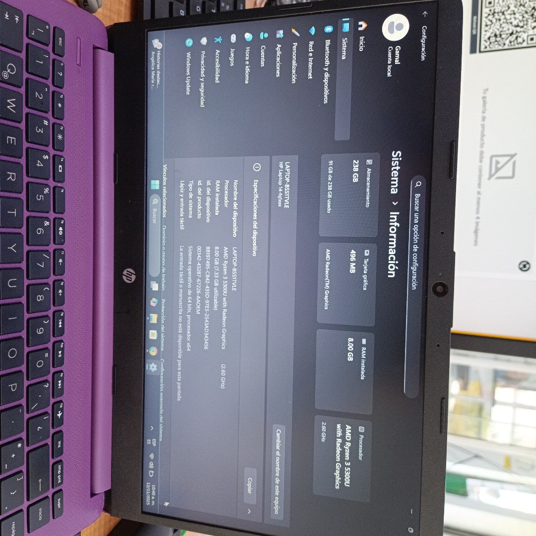 LAPTOP HP 14-FQ1005LA (2022) 256 GB SSD 8 GB RAM (SEMINUEVO)