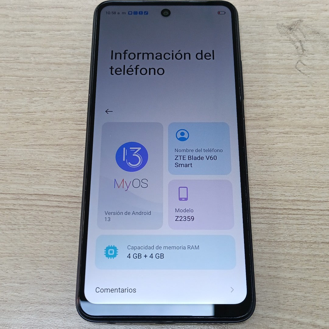 CELULAR ZTE BLADE V60 SMART Z2359 (2024) 128 GB 4 GB RAM (SEMINUEVO)