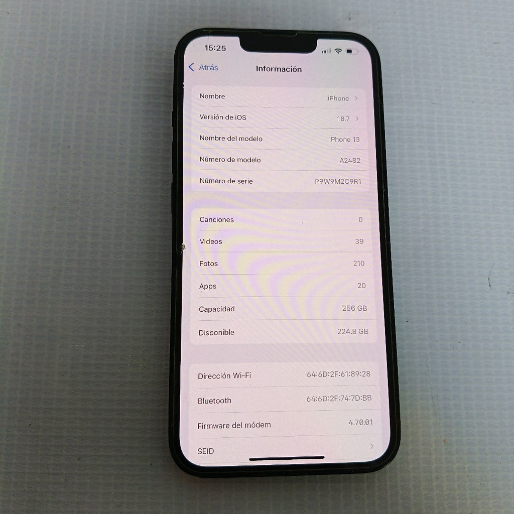CELULAR APPLE IPHONE 13 A2482 256 GB 4 GB RAM (SEMINUEVO)