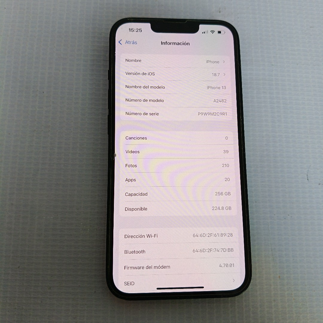 CELULAR APPLE IPHONE 13 A2482 256 GB 4 GB RAM (SEMINUEVO)