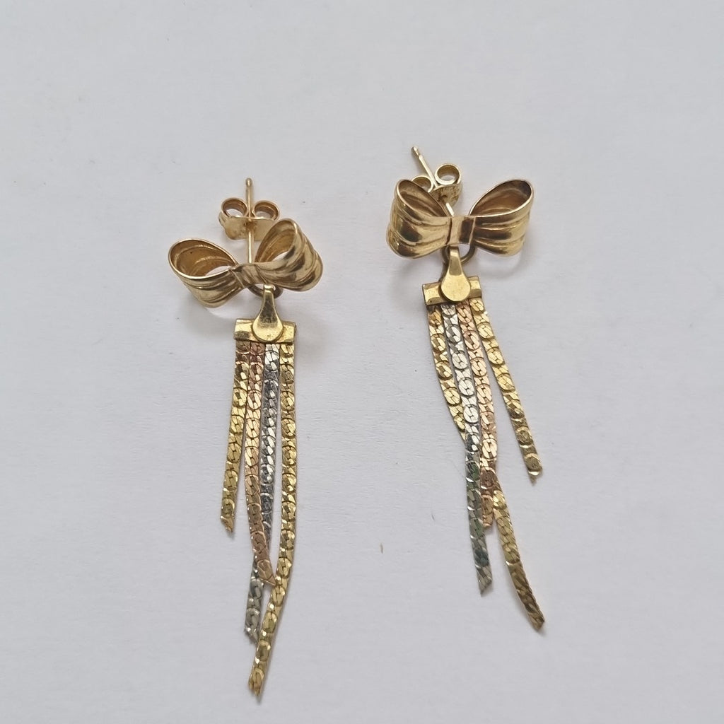 ARETES PAR. ORO, ORO COMBINADO. 14 K 2.9 GRMS (SEMINUEVO)