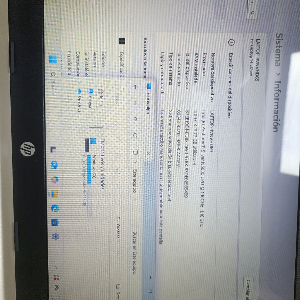 LAPTOP HP 14-CF2540LA (2022) 128 GB SSD 4 GB RAM (SEMINUEVO)
