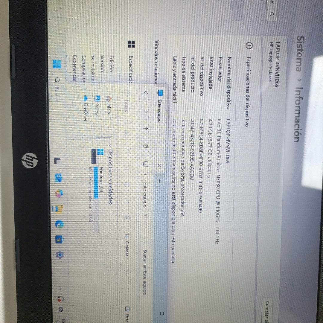 LAPTOP HP 14-CF2540LA (2022) 128 GB SSD 4 GB RAM (SEMINUEVO)