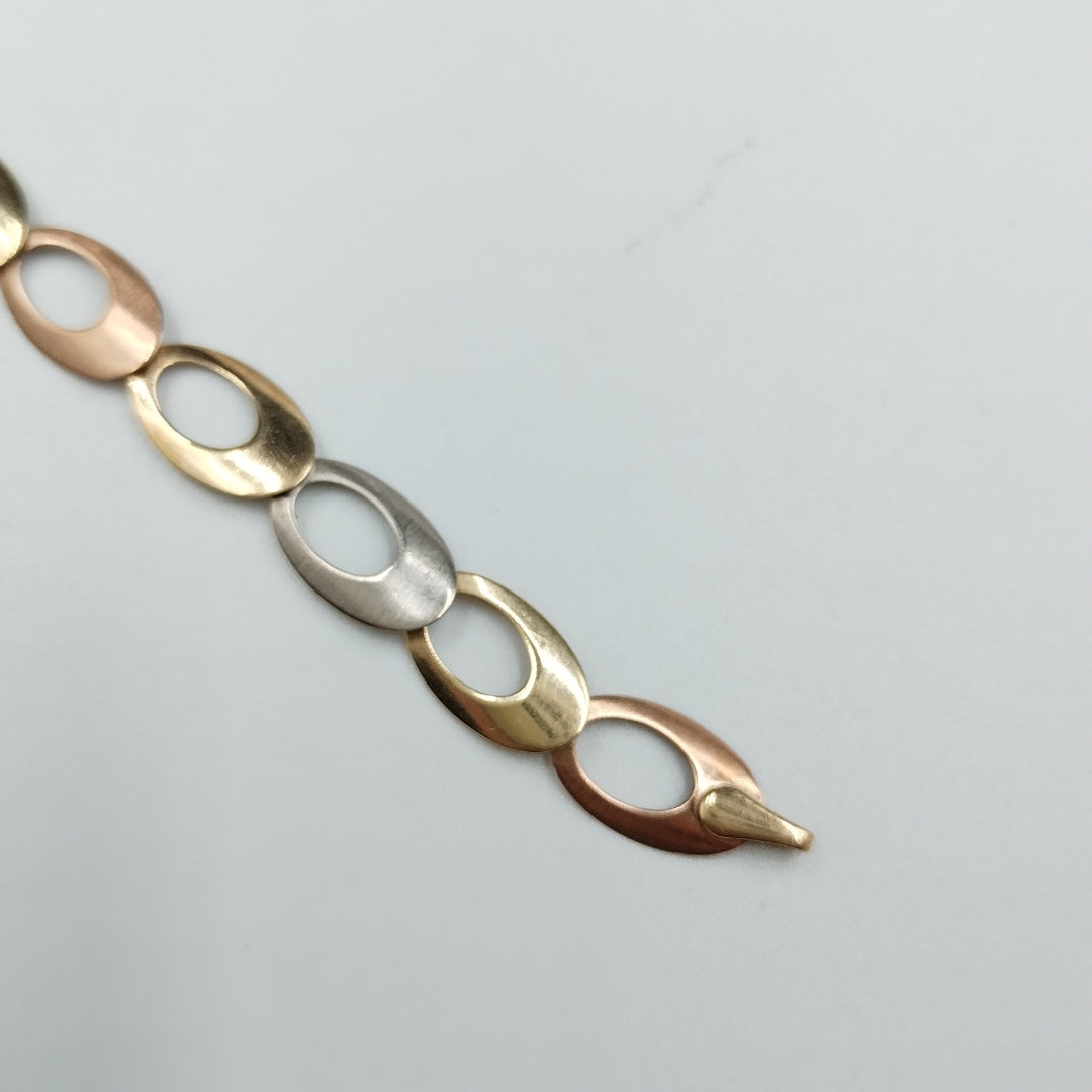 PULSERA. ORO, ORO COMBINADO. 14 K 3.7 GRMS (SEMINUEVO)