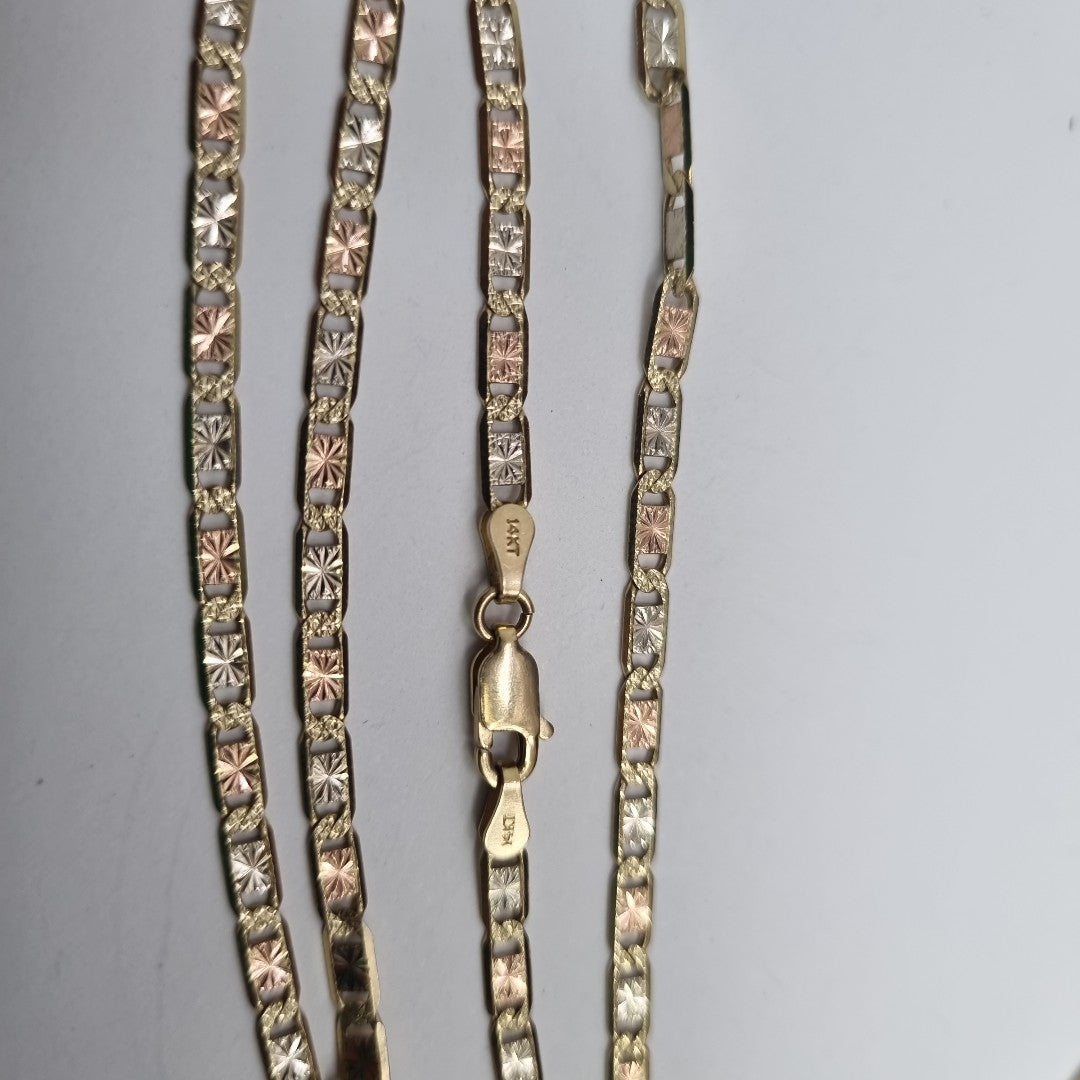 CADENA. ORO, ORO COMBINADO. 14 K 9.7 GRMS (SEMINUEVO)