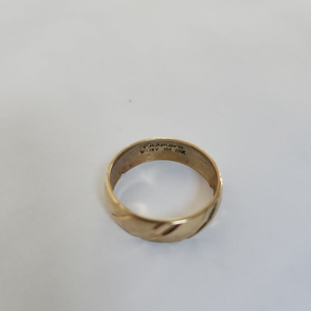 10950AND00065A4830 FRD23 ARGOLLA CON LÍNEAS DIAGONALES ORO 10K 2.2GRS (NUEVO)