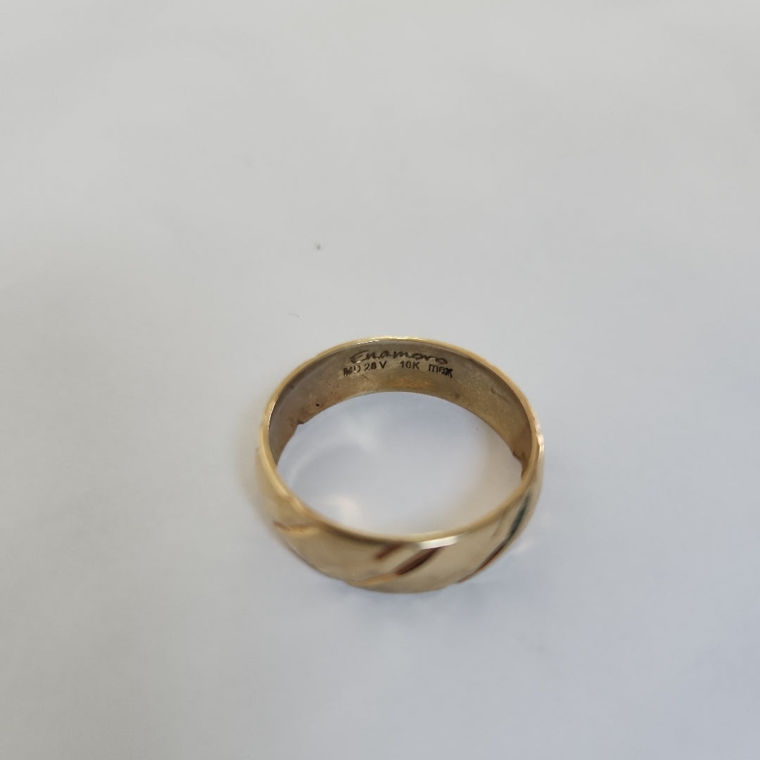 10950AND00065A4830 FRD23 ARGOLLA CON LÍNEAS DIAGONALES ORO 10K 2.2GRS (NUEVO)