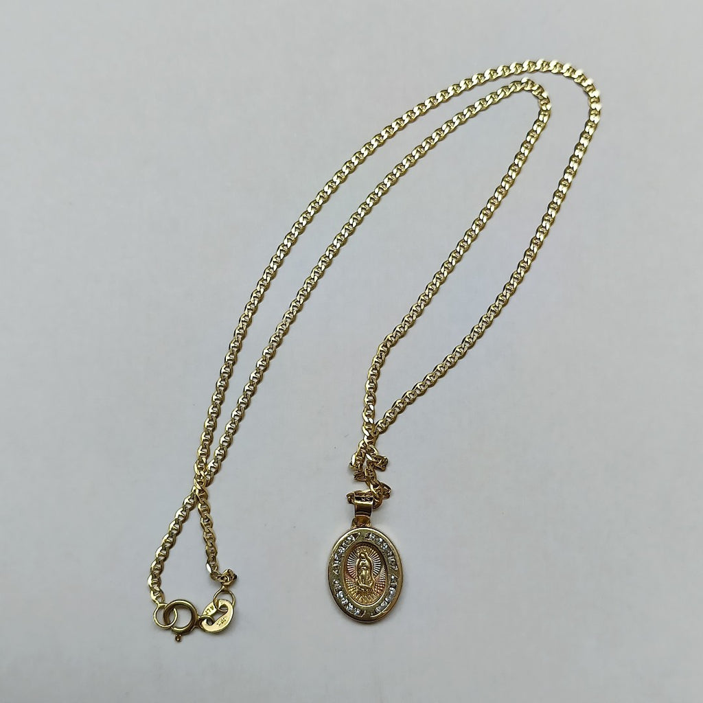 CADENA, MEDALLA RELIGIOSA. ORO. 10 K 2.3 GRMS (SEMINUEVO)