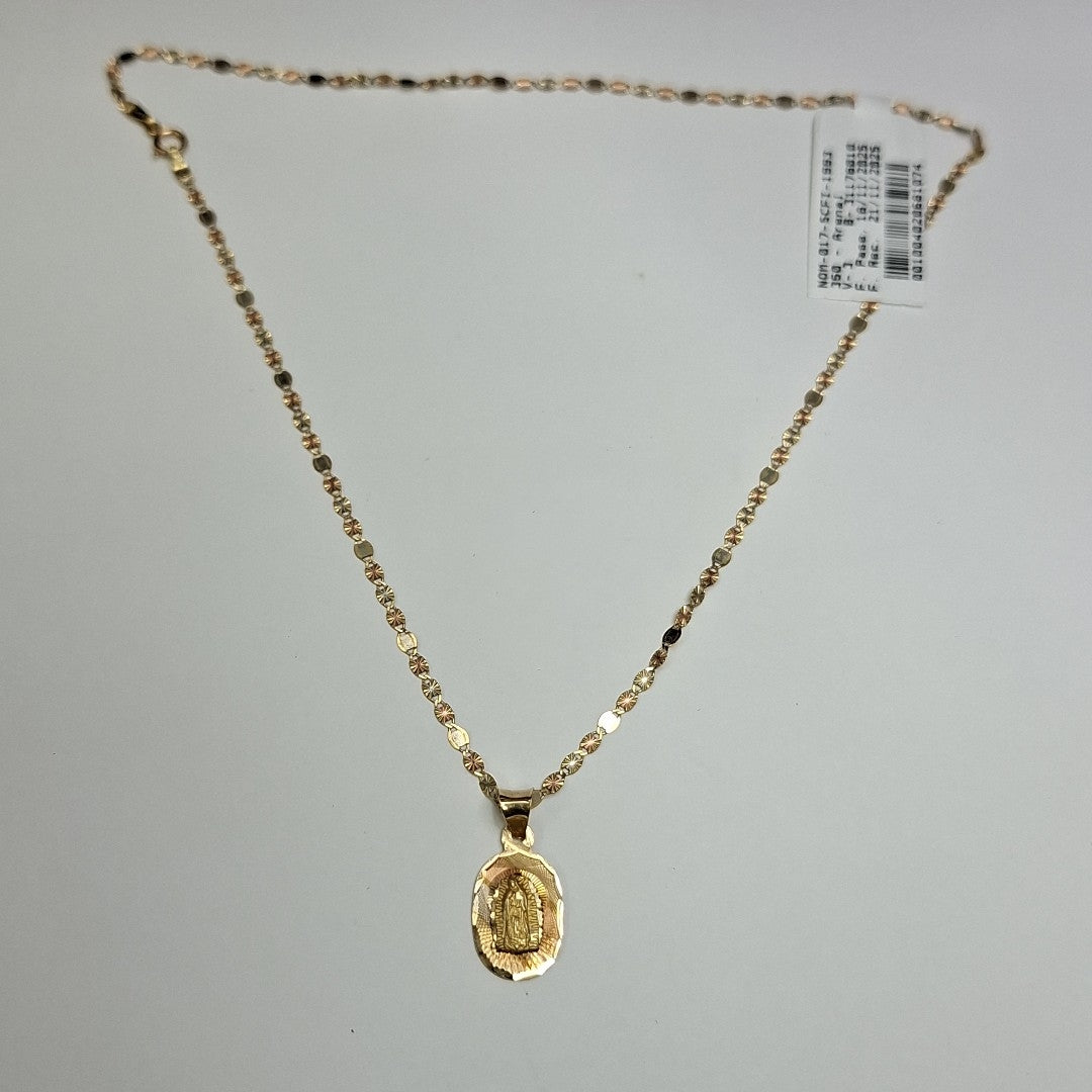 CADENA, MEDALLA RELIGIOSA. ORO. 14 K 2 GRMS (SEMINUEVO)