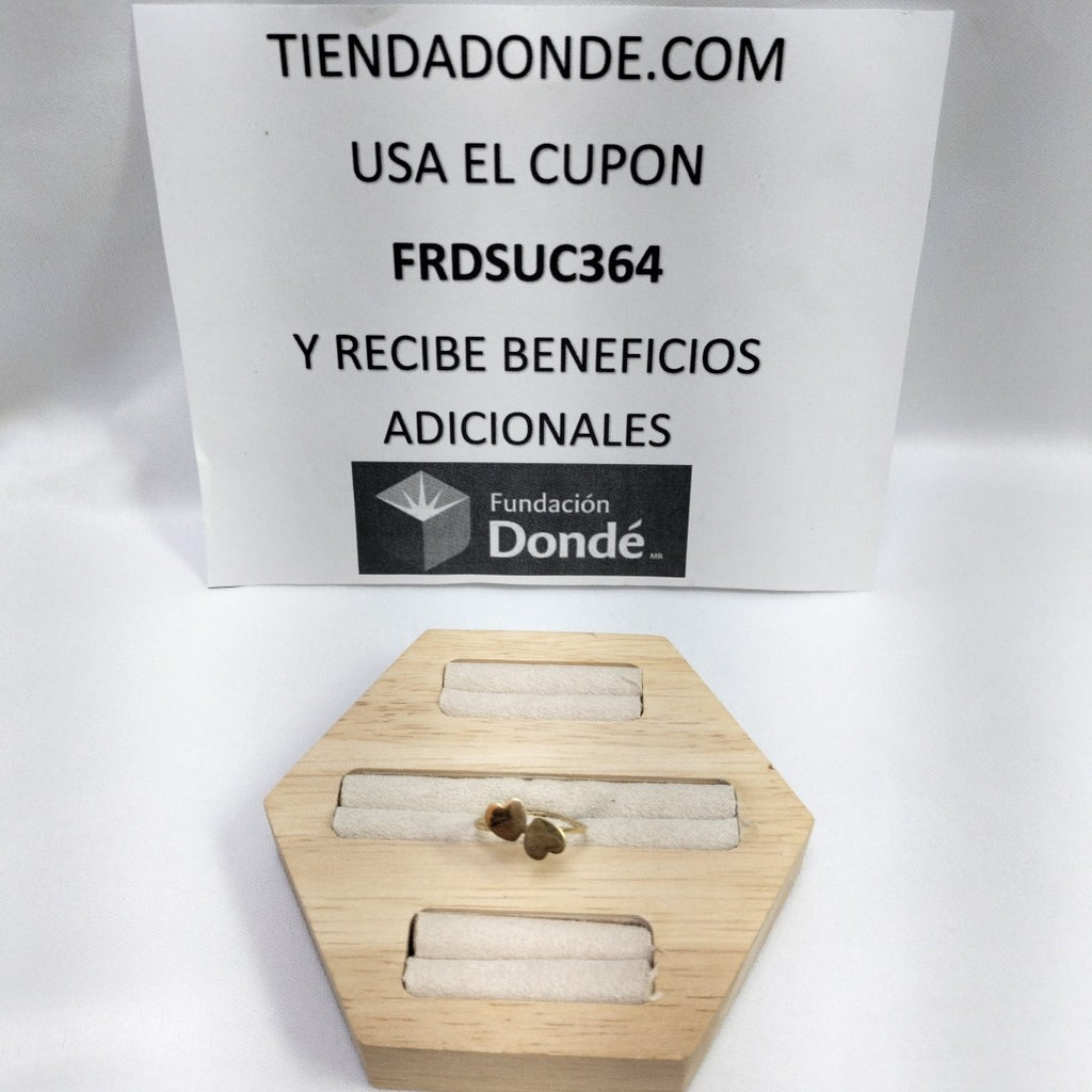 10001AND00075B1288 FRD5A ANILLO DE 2 CORAZONES PULIDOS ORO 14K 1.3GRS (NUEVO)