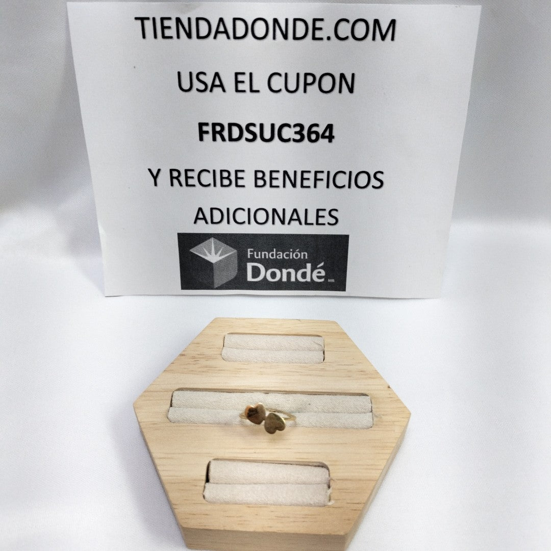 10001AND00075B1288 FRD5A ANILLO DE 2 CORAZONES PULIDOS ORO 14K 1.3GRS (NUEVO)