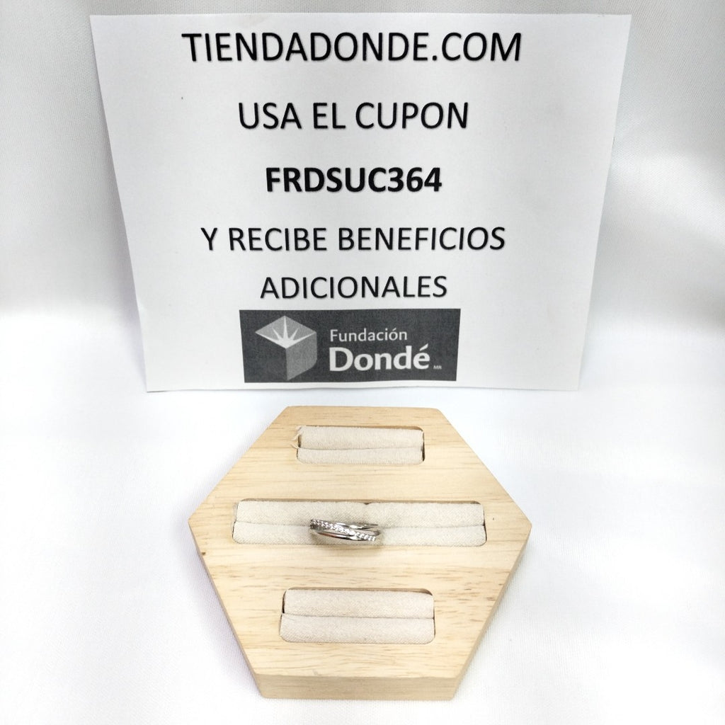 10431AND00080B3405 FRD16 ANILLO 3 HILOS CRUZADO CON CIRCONIAS O/B ORO 14K 2.5GRS (NUEVO)