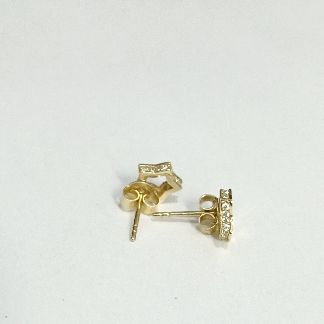 10419BRO00000B2589 FRD23 BROQUEL DE ESTRELLA CON CIRCONIAS A LOS COSTADOS ORO 14K 1.3GRS (NUEVO)