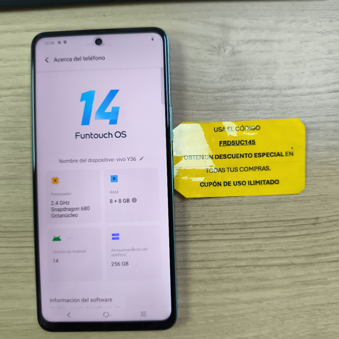 CELULAR VIVO Y36 V2247 256 GB 8 GB RAM (SEMINUEVO)