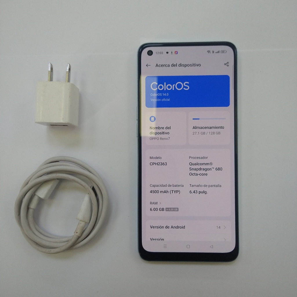 CELULAR OPPO  RENO7 CPH2363 (2022) 128 GB 6 GB RAM (SEMINUEVO)