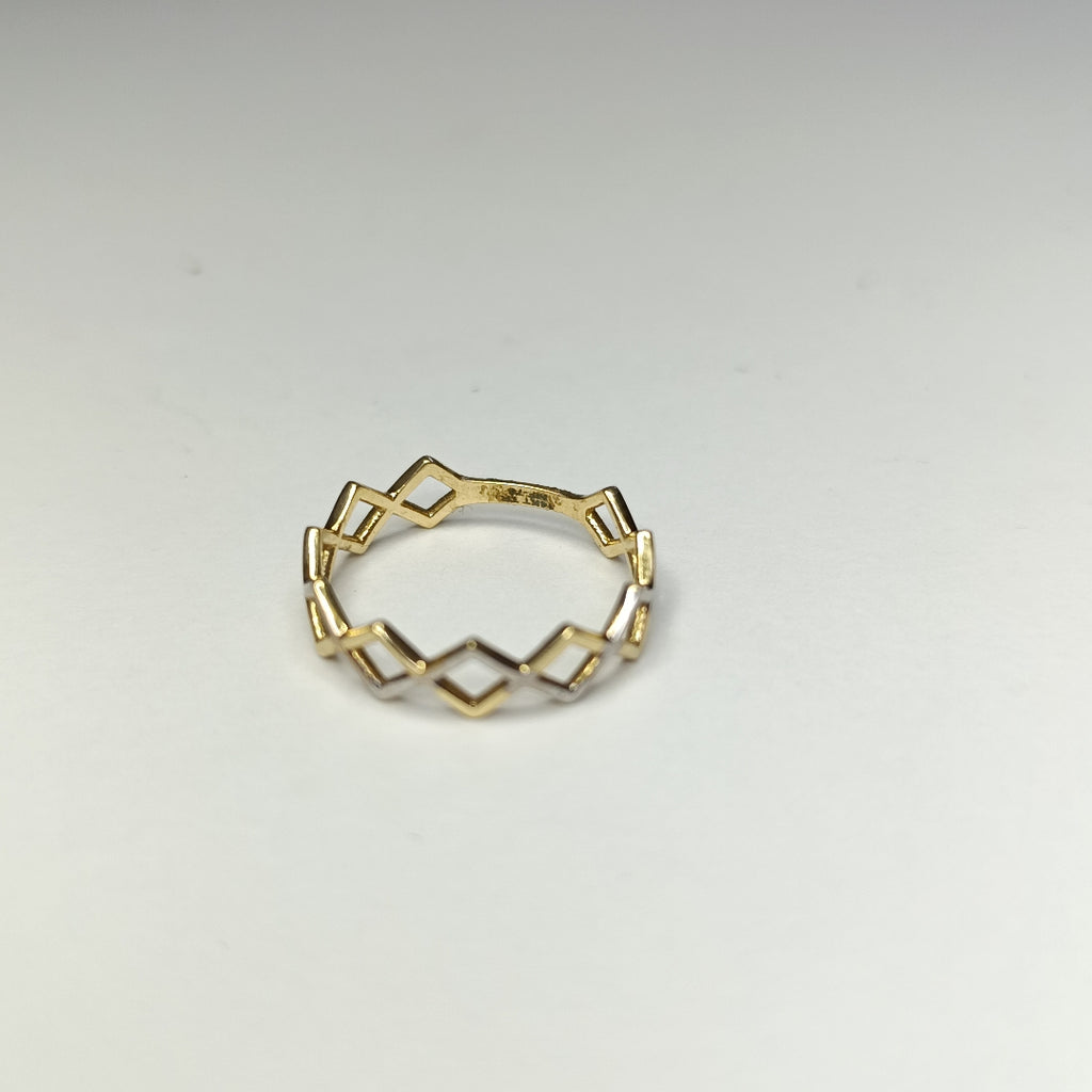 10275AND00075B2908 FRD12 ANILLO DE CUADROS DOS OROS ORO 14K 1.8GRS (NUEVO)