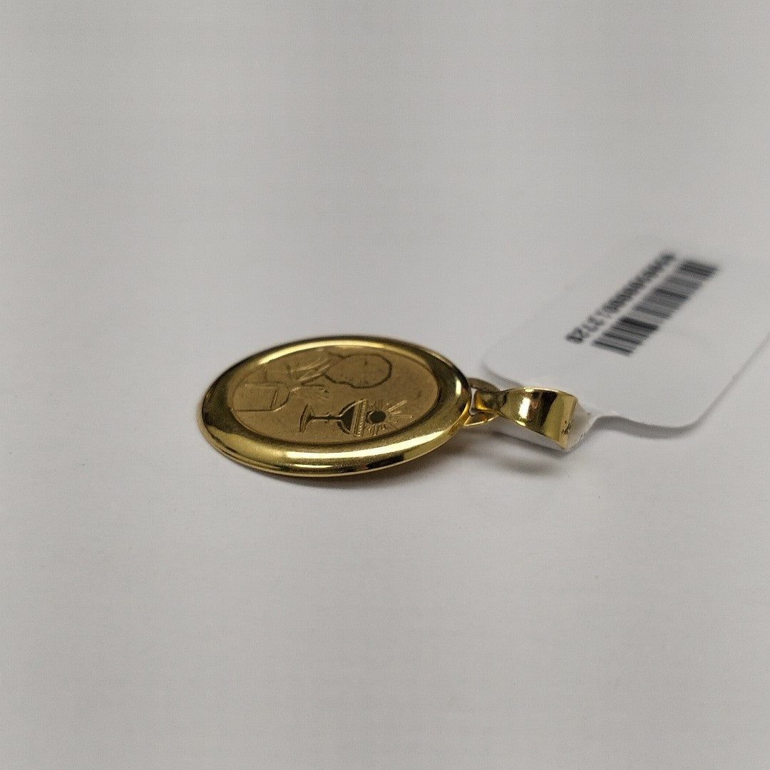 10275REL00000B784 FRD12 MEDALLA DE PRIMERA COMUNION NIÑO ORO 14K 0.9GRS (NUEVO)