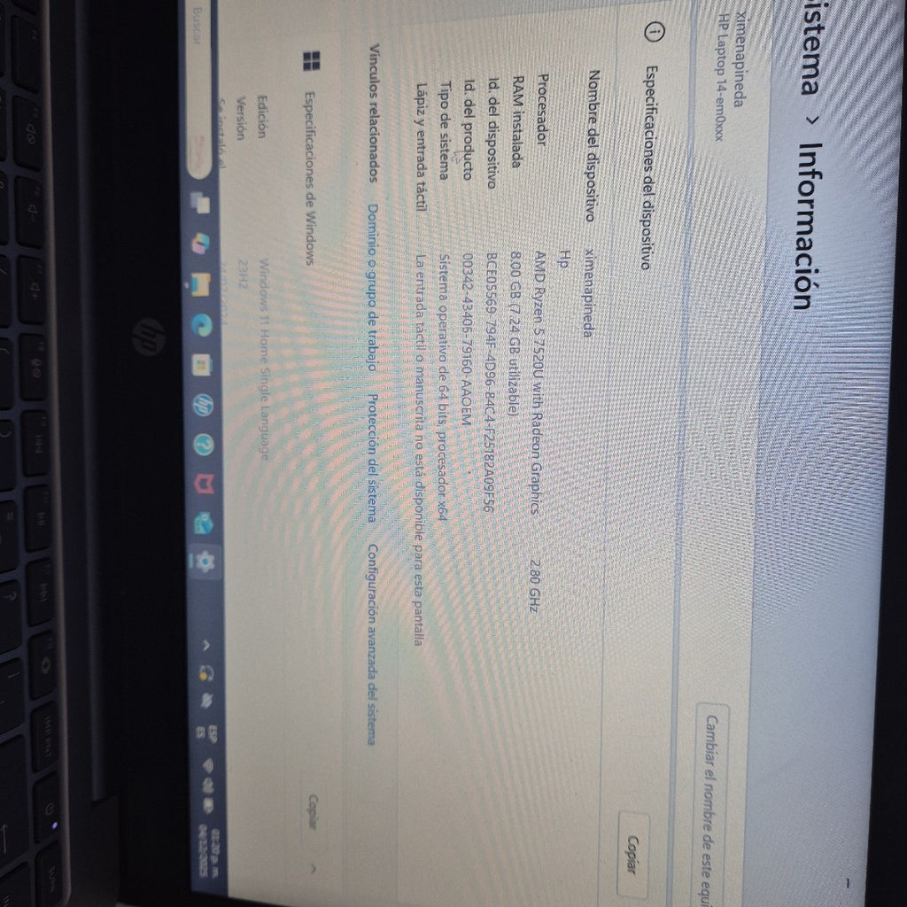 LAPTOP HP 14-EM0002LA (2023) 512 GB SSD 8 GB RAM (SEMINUEVO)