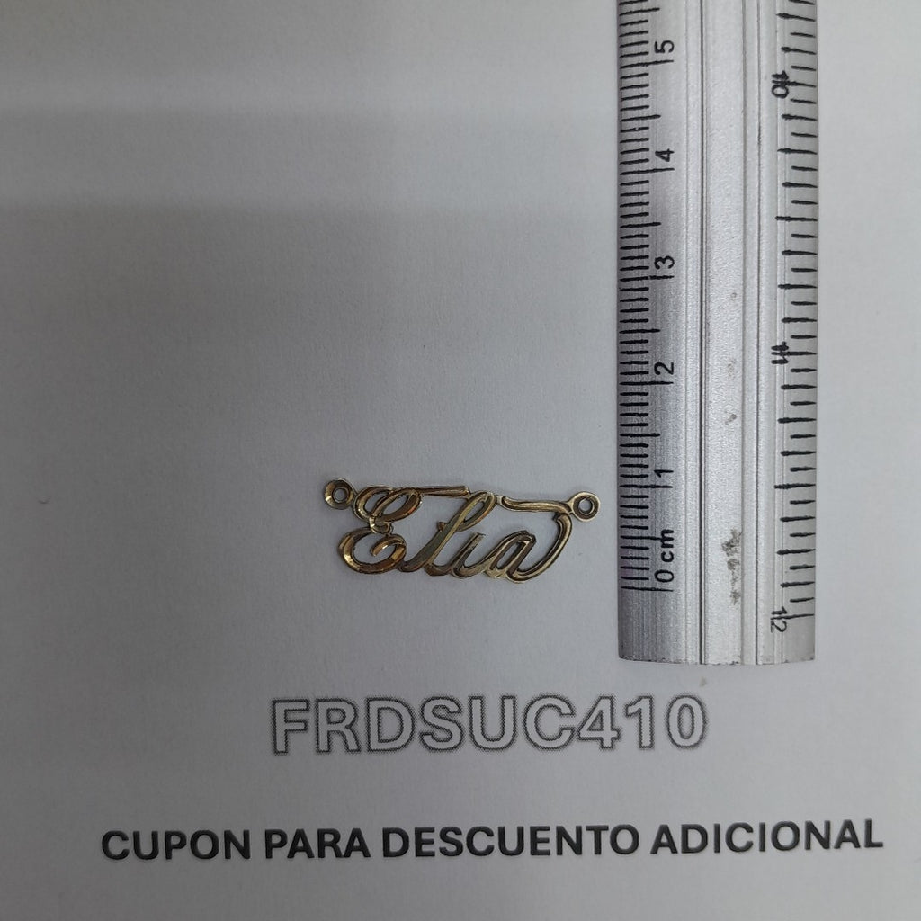 K1 1,10 GRMS 14 K ESPECIFICACIONES COMPLEMENTARIAS DIJE CON EL NOMBRE DE ELIA (SEMINUEVO)