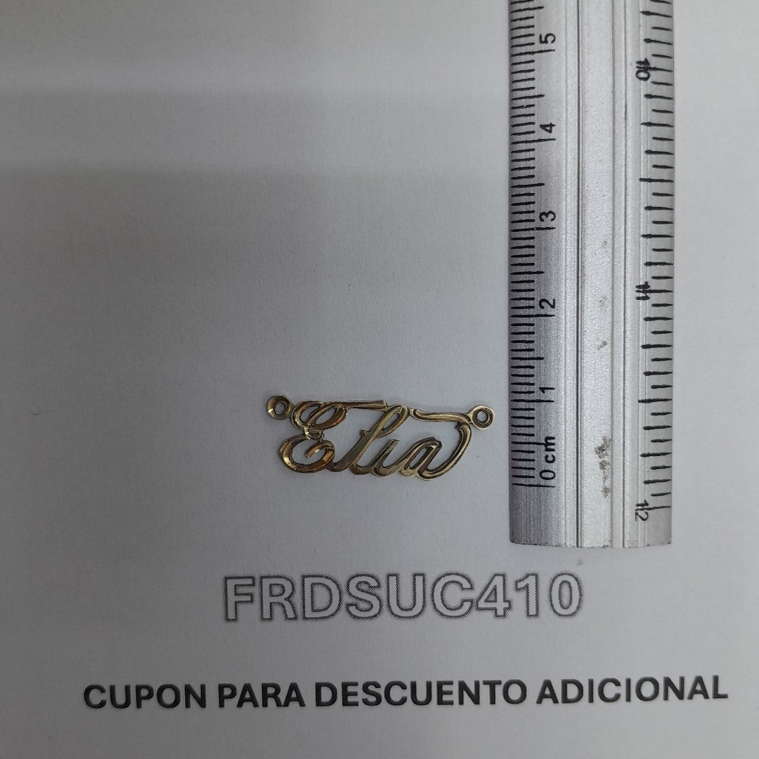 K1 1,10 GRMS 14 K ESPECIFICACIONES COMPLEMENTARIAS DIJE CON EL NOMBRE DE ELIA (SEMINUEVO)